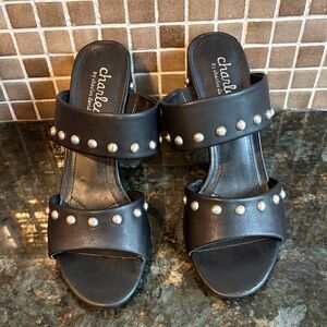 Charles by Charles David Black Studded Clogs